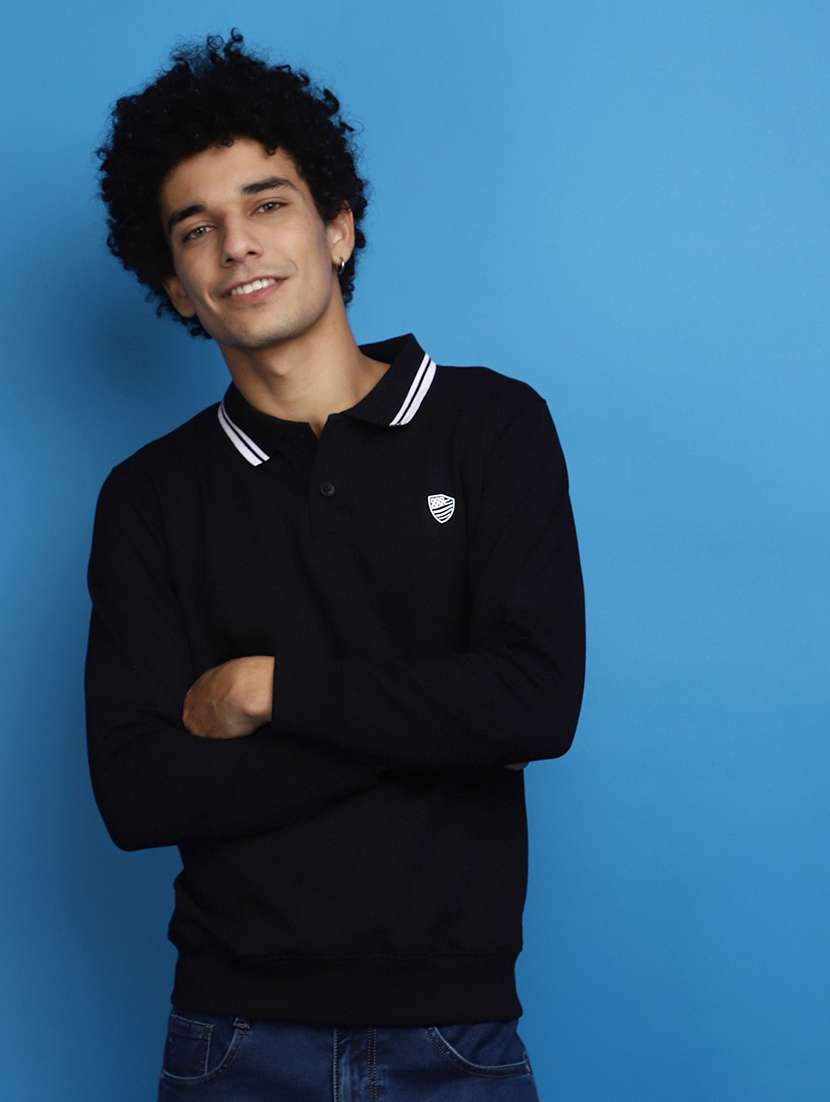 black cotton plain sweatshirt - 20686780 - Zoom Image - 0
