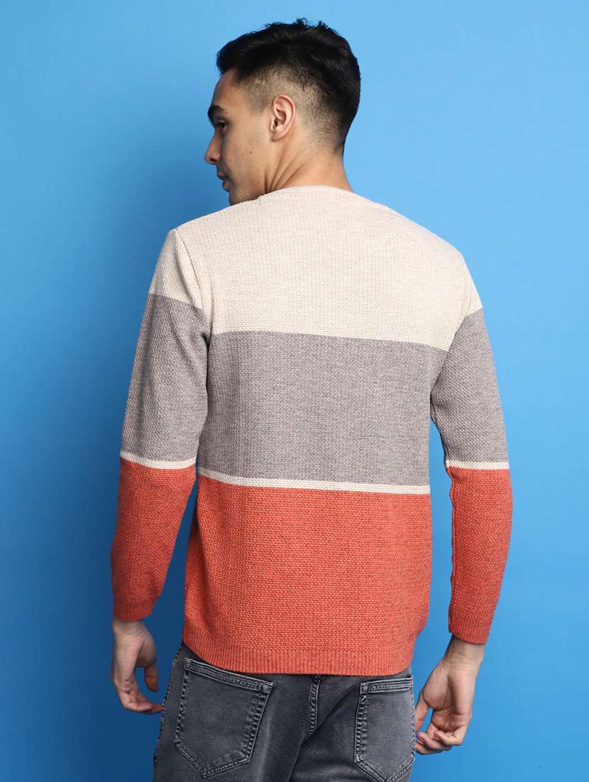 men color block round neck pullover - 20686803 -  Standard Image - 2