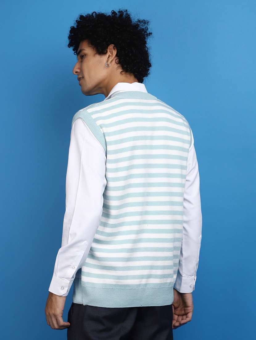 light blue striped sleeveless v-neck pullover - 20686840 -  Standard Image - 2
