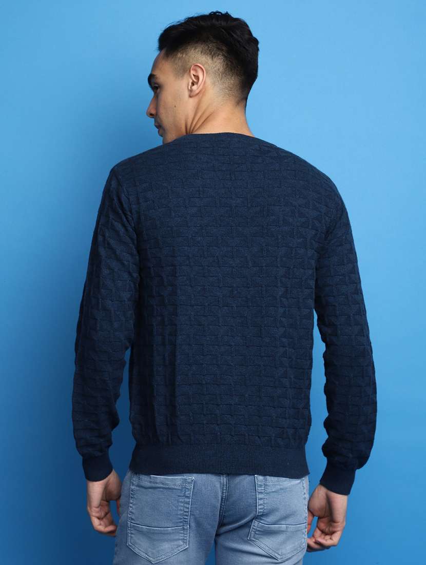 blue self design v-neck pullover - 20686847 -  Standard Image - 2