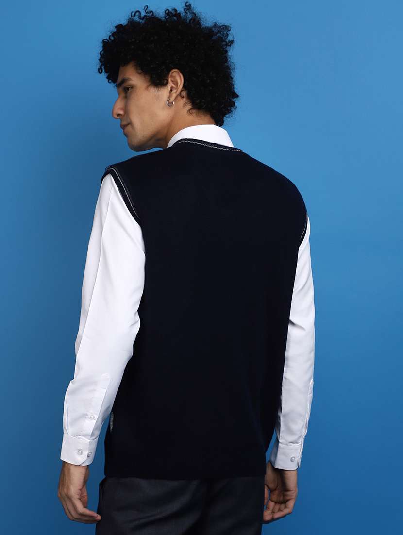 black self design geometric print sleeveless v-neck pullover - 20686849 -  Standard Image - 2