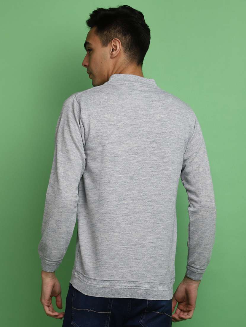 solid grey zip detailed pullover - 20686865 -  Standard Image - 2
