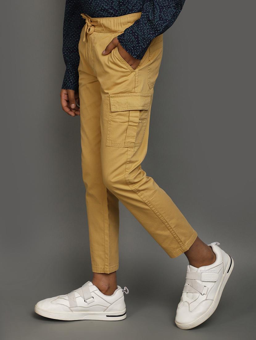 boys mid rise solid cargo trouser - 20687059 - Standard Image - 2