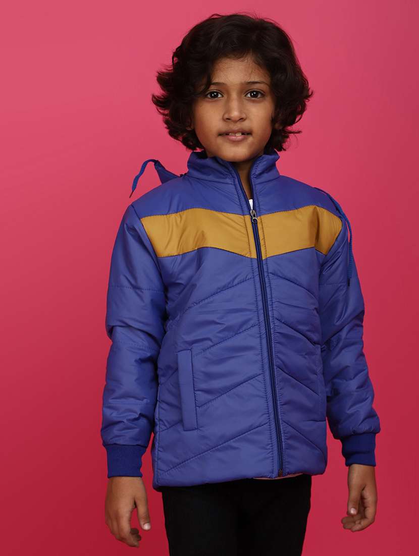 boys long sleeved color block quilted jacket
