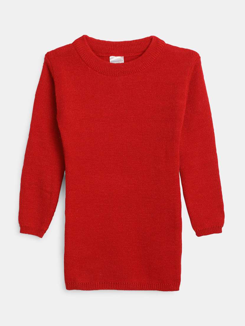 girls long sleeved solid regular sweater