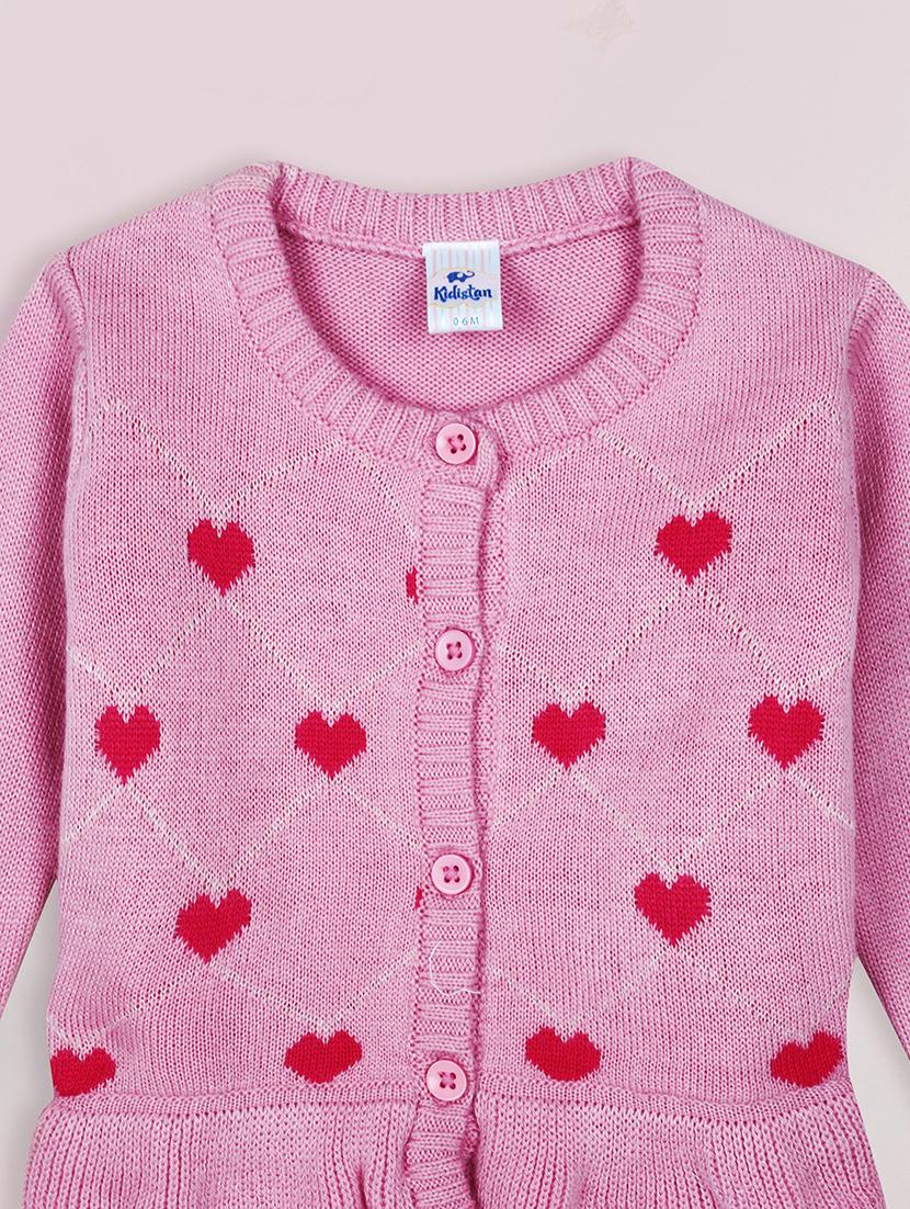 girls long sleeved self design regular sweater - 20687331 - Standard Image - 2