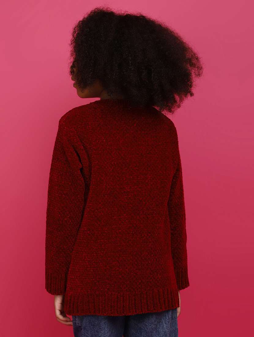 girls long sleeved solid regular sweater - 20687333 -  Standard Image - 2