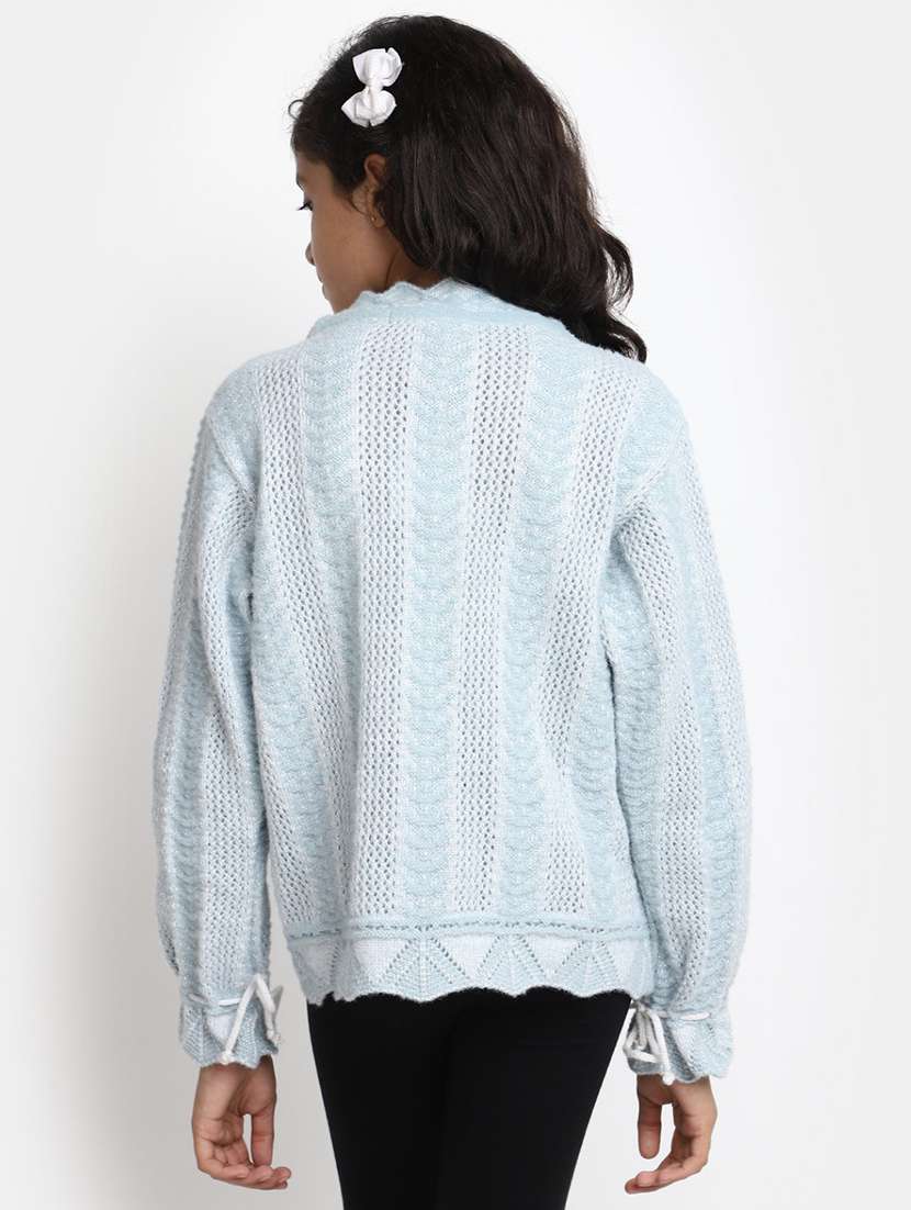 girls long sleeved self design regular sweater - 20687334 -  Standard Image - 2