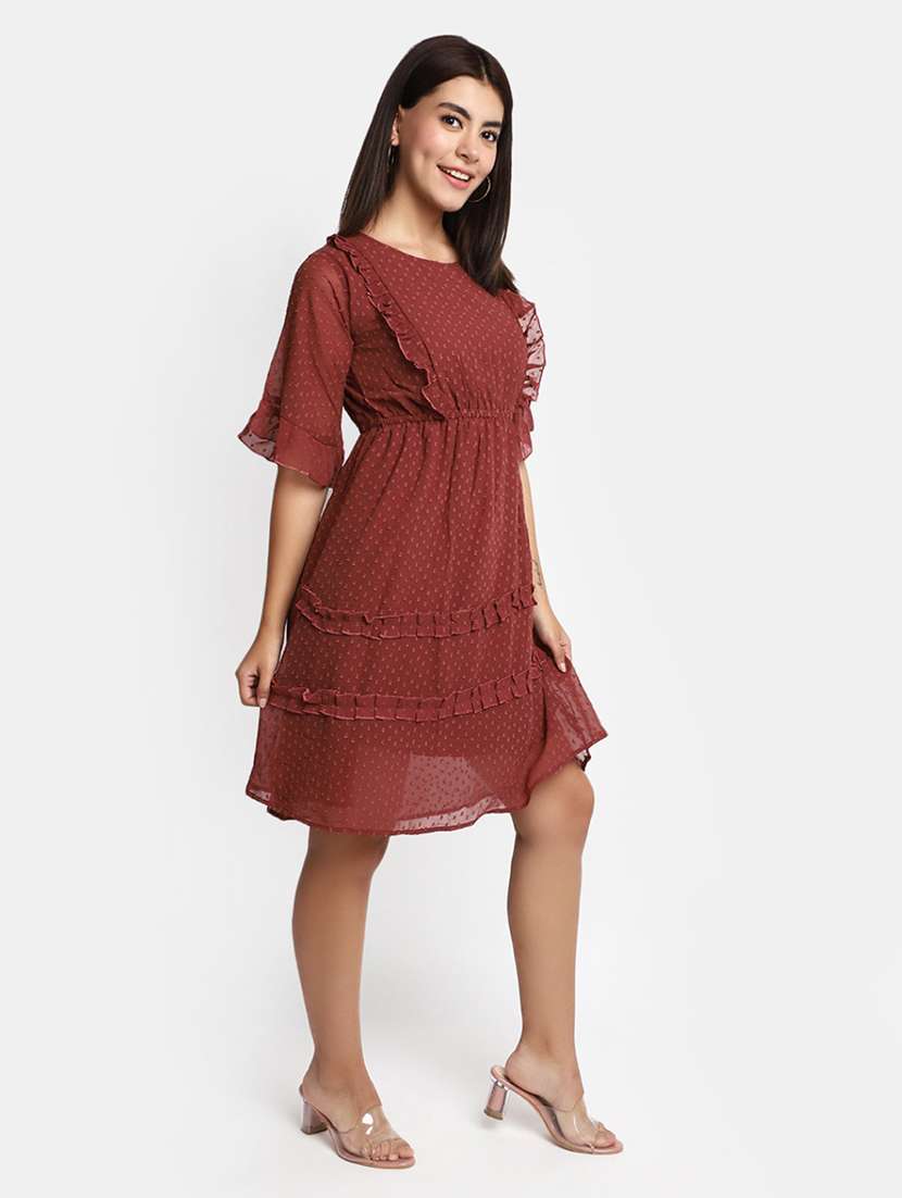women round neck a-line dress - 20687374 -  Standard Image - 2