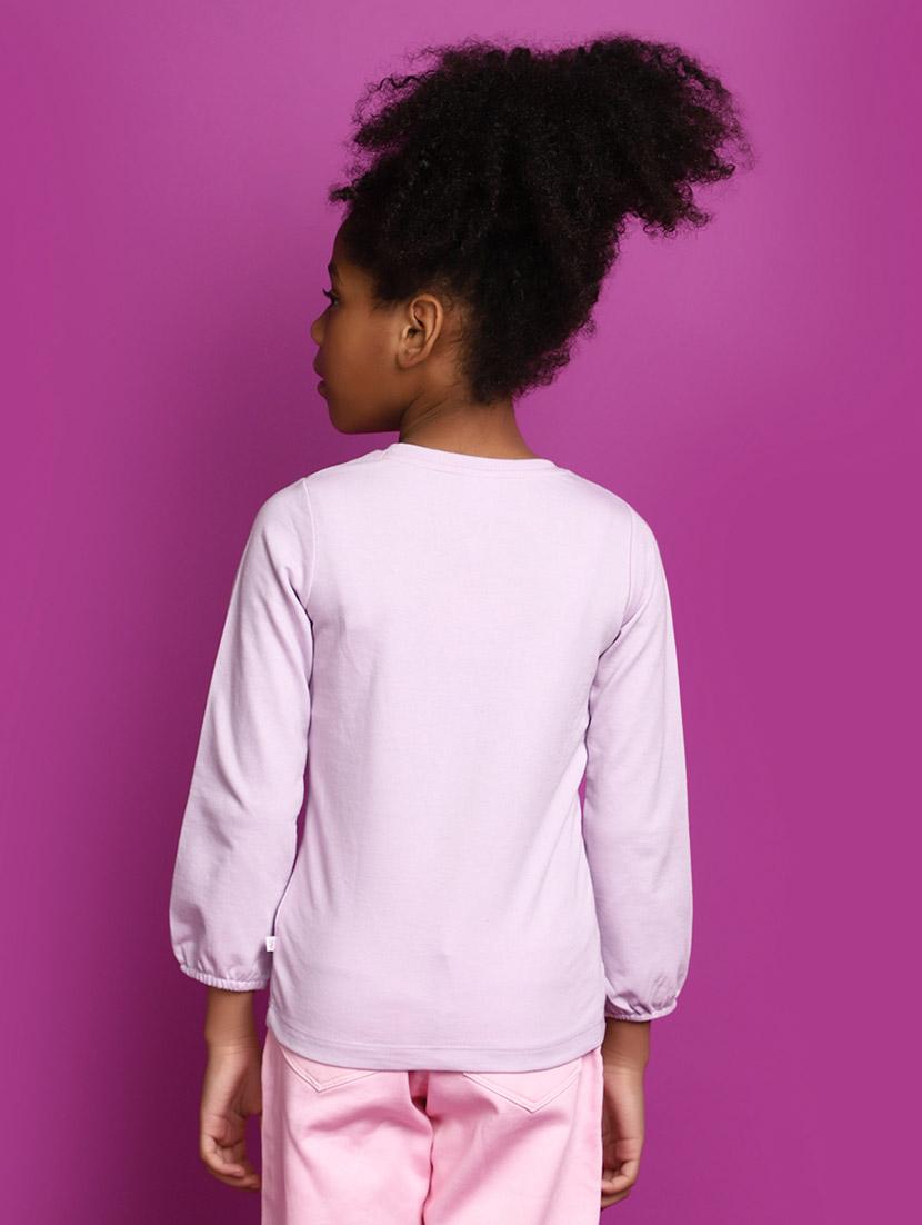 lavender graphic print round neck tees - 20687435 - Standard Image - 2