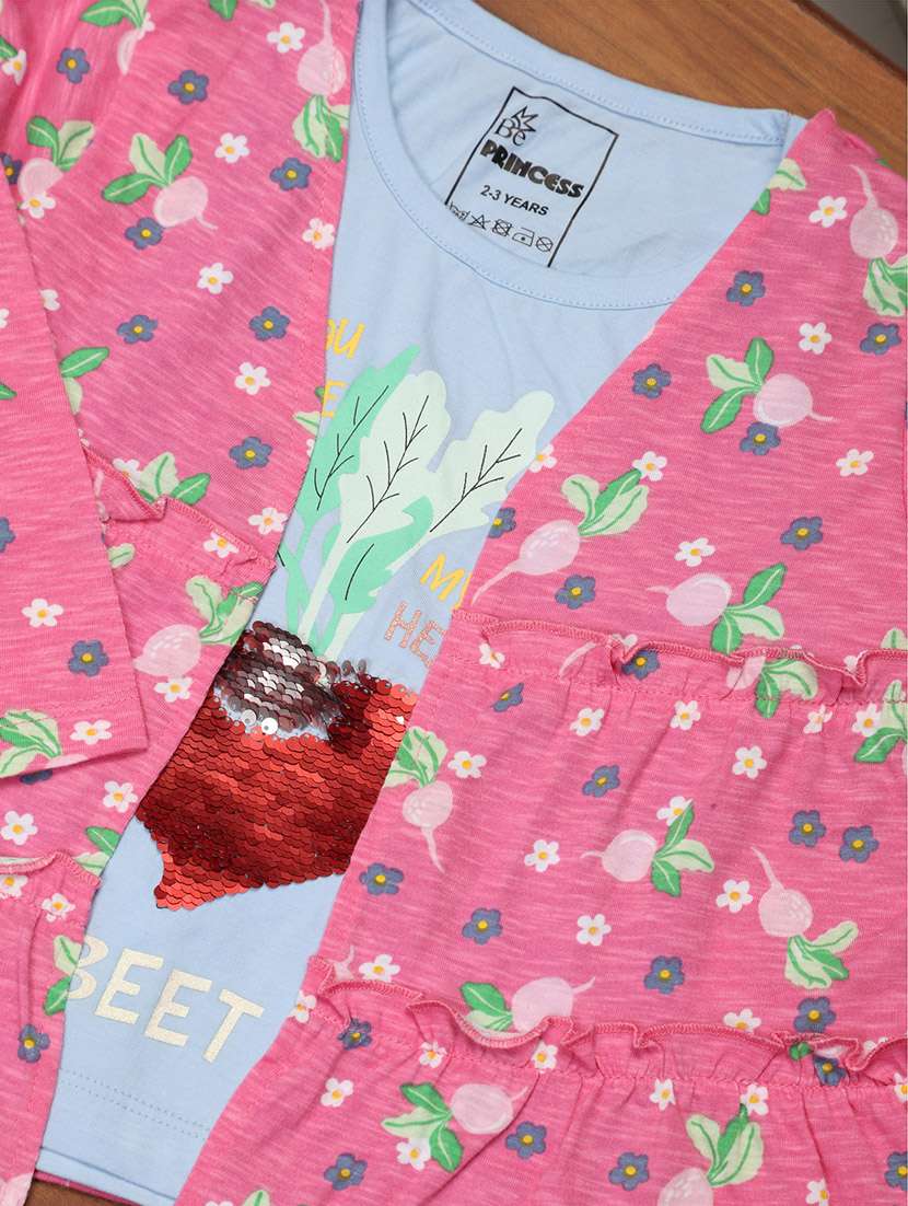 pink florals print round neck tees - 20687445 -  Standard Image - 2