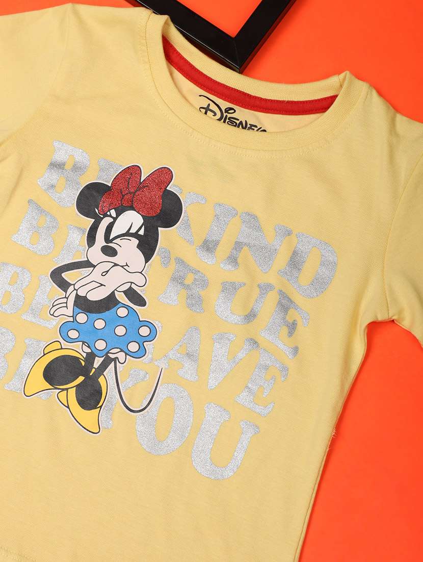 yellow graphic print round neck tees - 20687447 -  Standard Image - 2