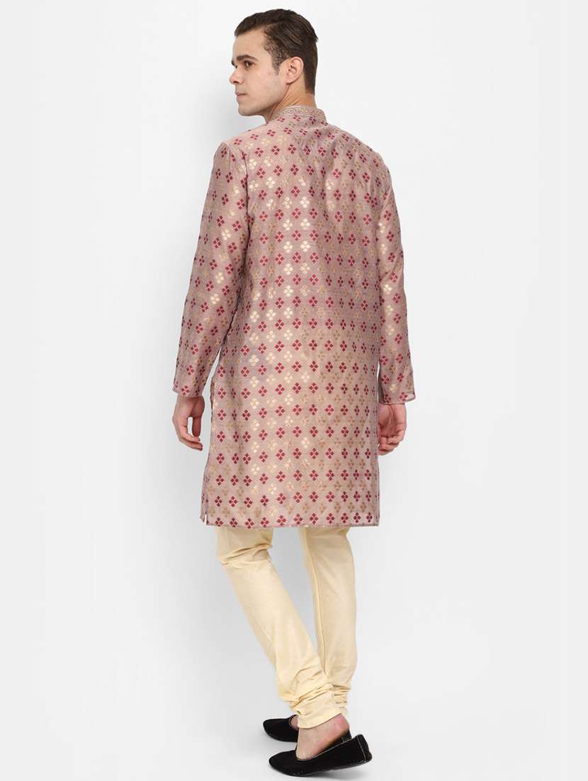 mauve self design detailed kurta & pajama set - 20687476 -  Standard Image - 2