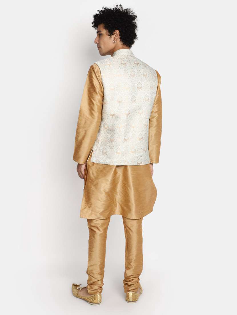 bronze self design detailed kurta pajama & jacket set - 20687493 -  Standard Image - 2