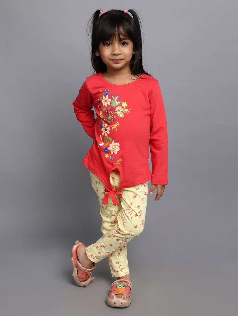 girls front print full lenght twin set