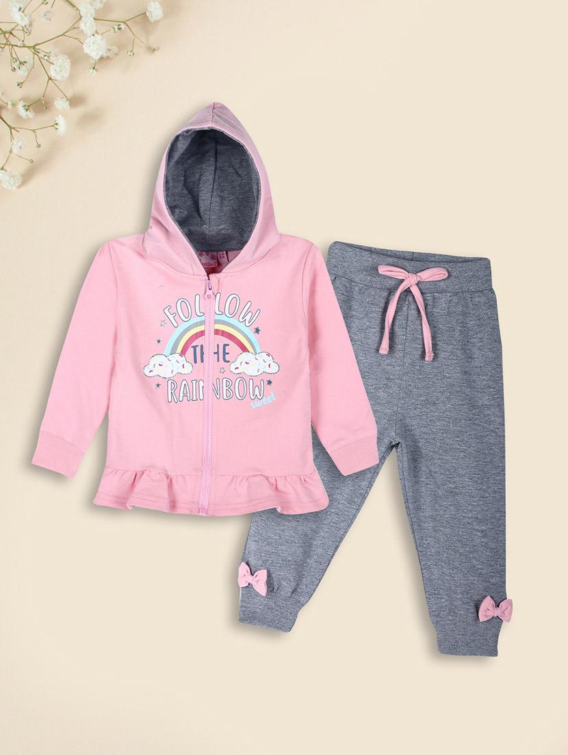 girls printed full lenght twin set