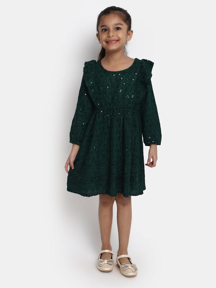 girls round neck long sleeves frock