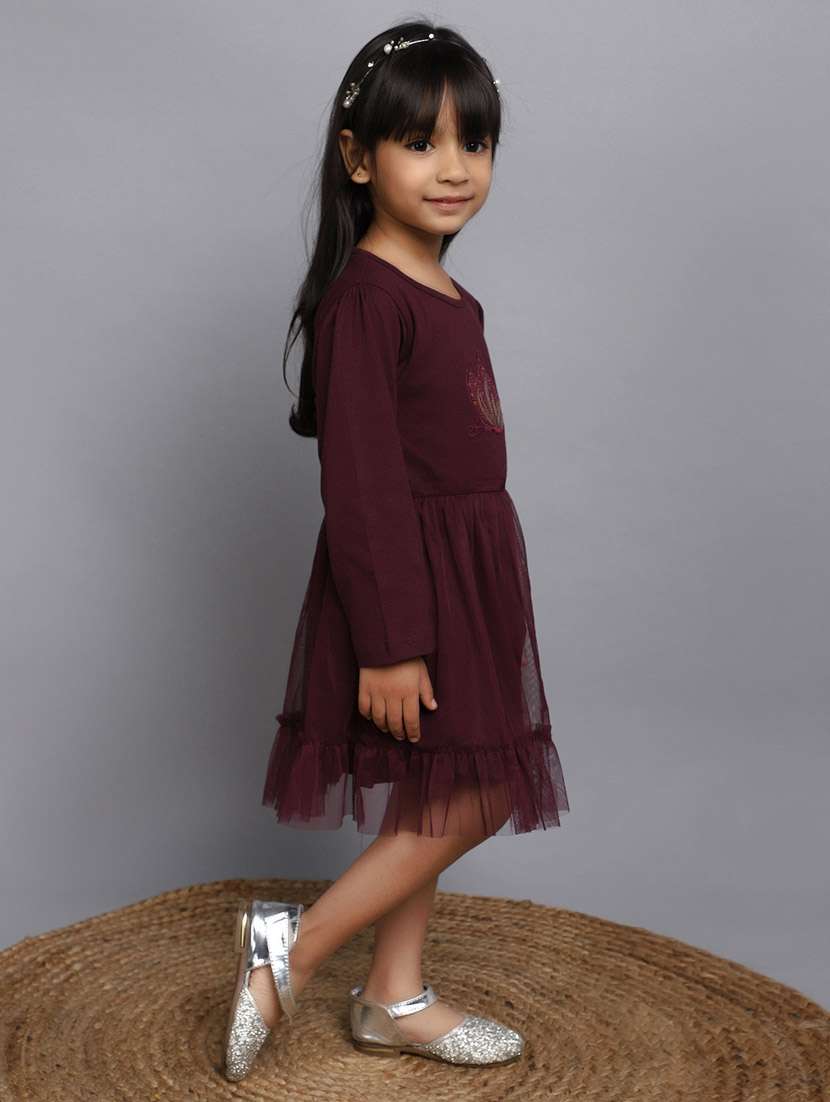 girls round neck long sleeves frock - 20687937 - Standard Image - 2
