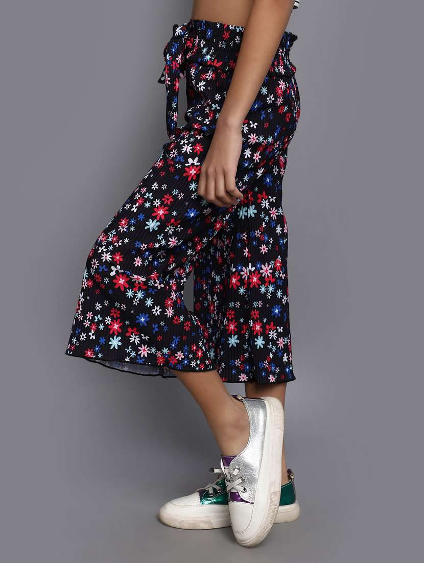 black floral printed palazzo - 20687985 -  Standard Image - 2