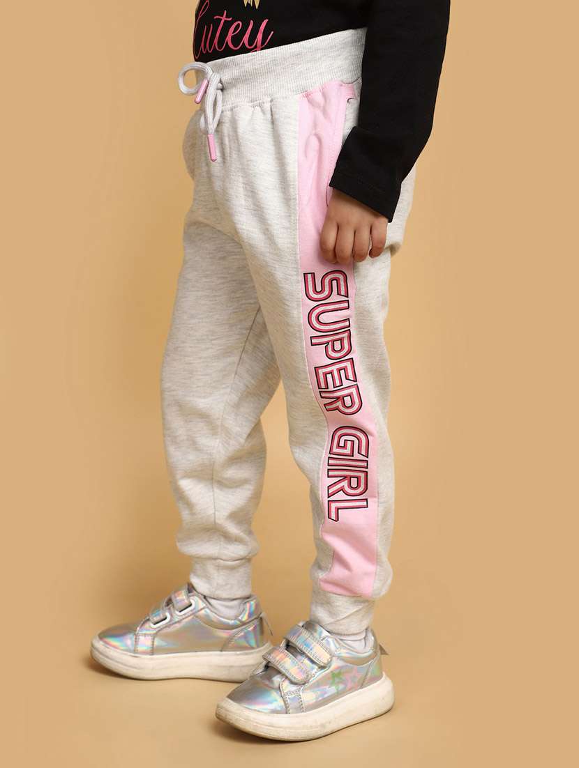 girls mid rise placement printed track pant - 20688025 -  Standard Image - 2