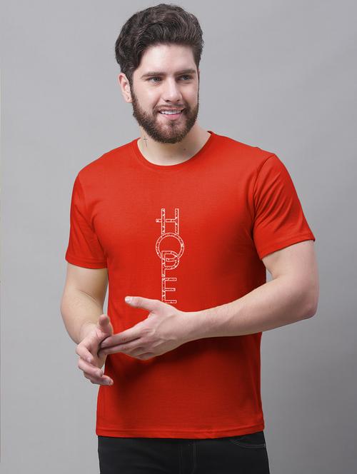 men round neck front print t-shirt - 20688133 - Standard Image - 0