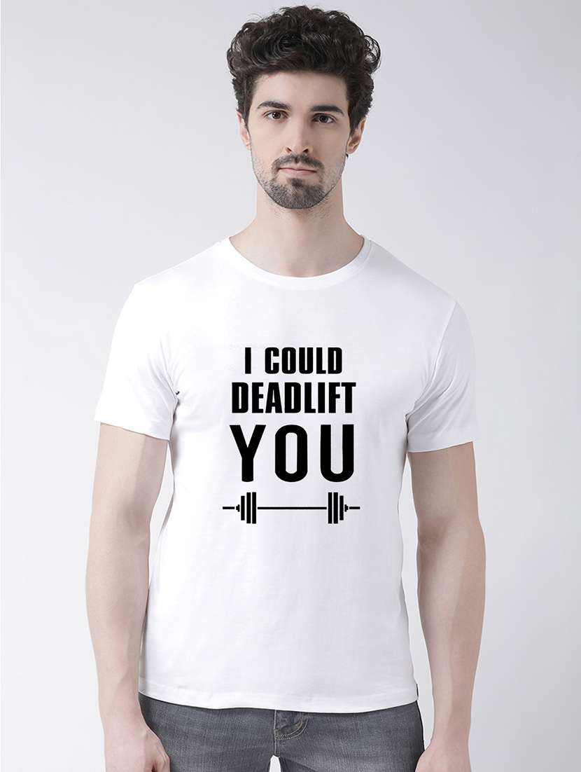 men round neck front print t-shirt - 20688137 - Zoom Image - 0