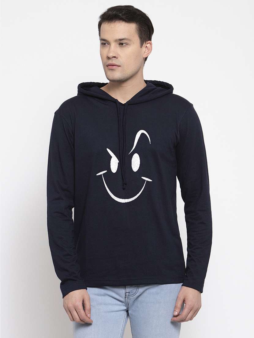 navy blue cotton chest print sweatshirt - 20688409 - Zoom Image - 0