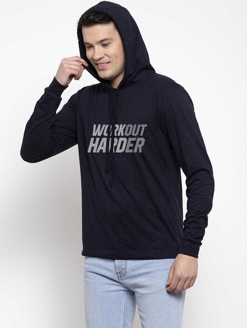 navy blue cotton chest print sweatshirt - 20688447 - Standard Image - 2