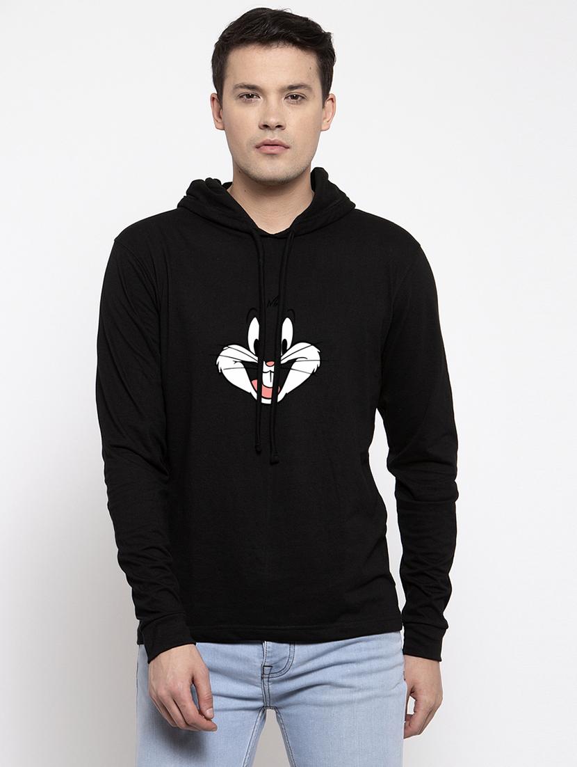 black cotton chest print sweatshirt - 20688506 - Zoom Image - 0