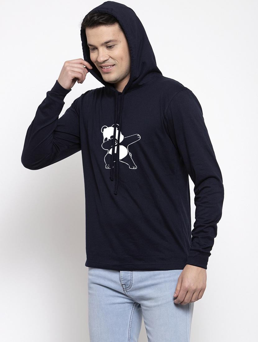 navy blue cotton chest print sweatshirt - 20688523 - Standard Image - 2