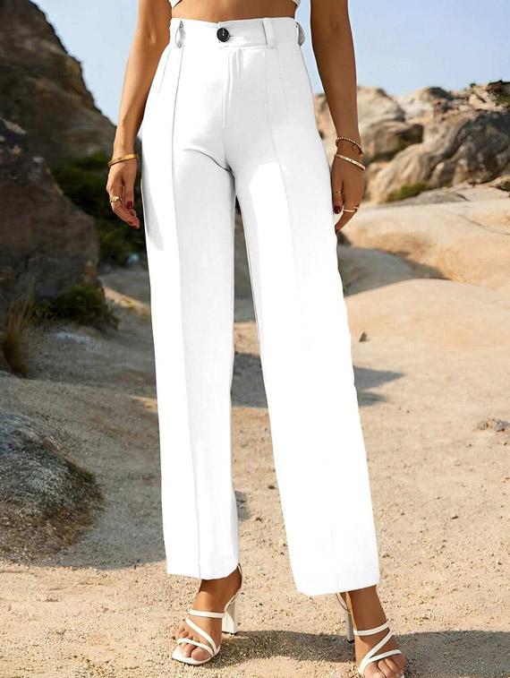 solid white pleated flared trouser - 20688560 - Zoom Image - 0