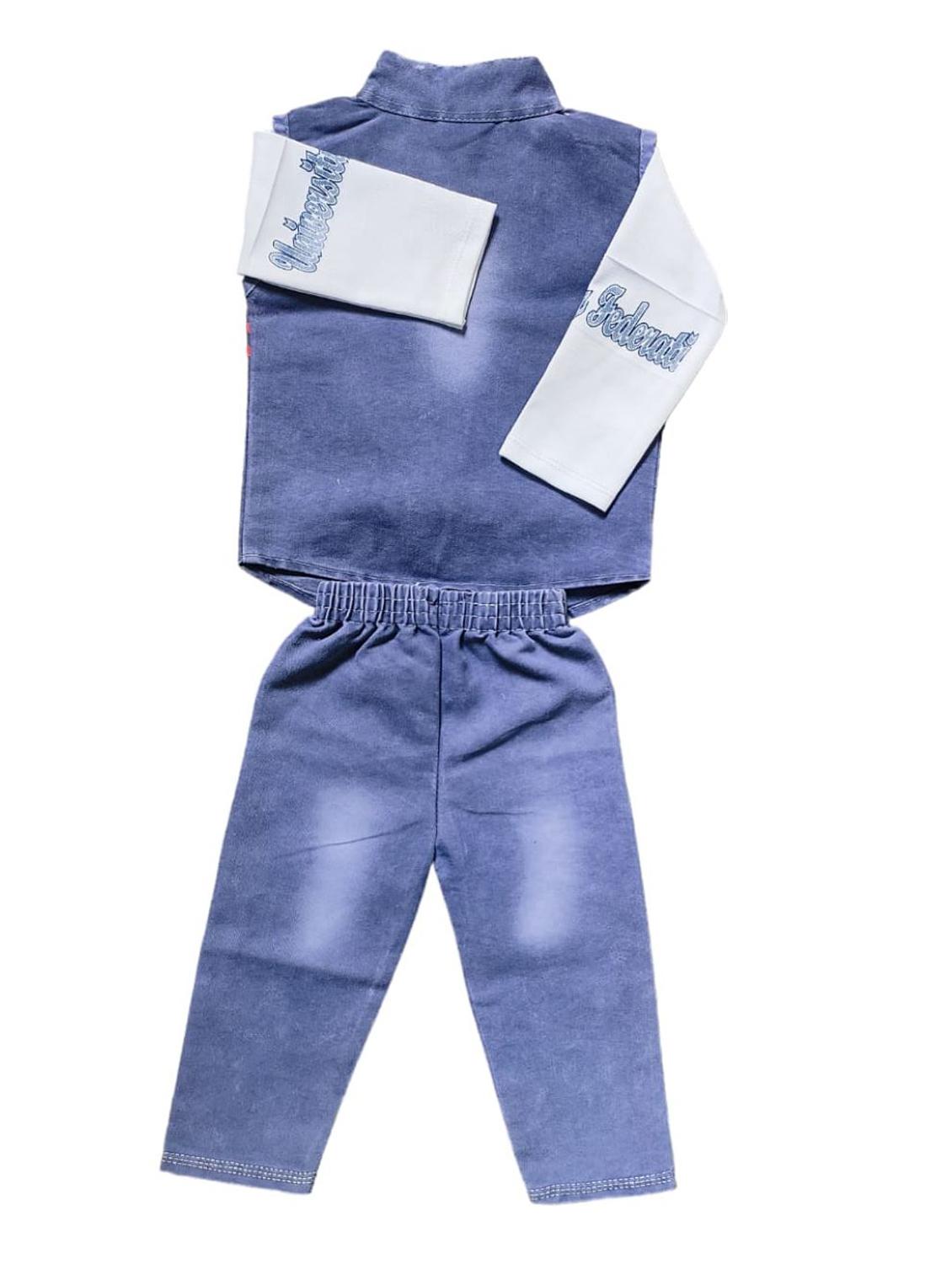 kids light blue printed t-shirt jacket & jeans set - 20688819 - Standard Image - 2