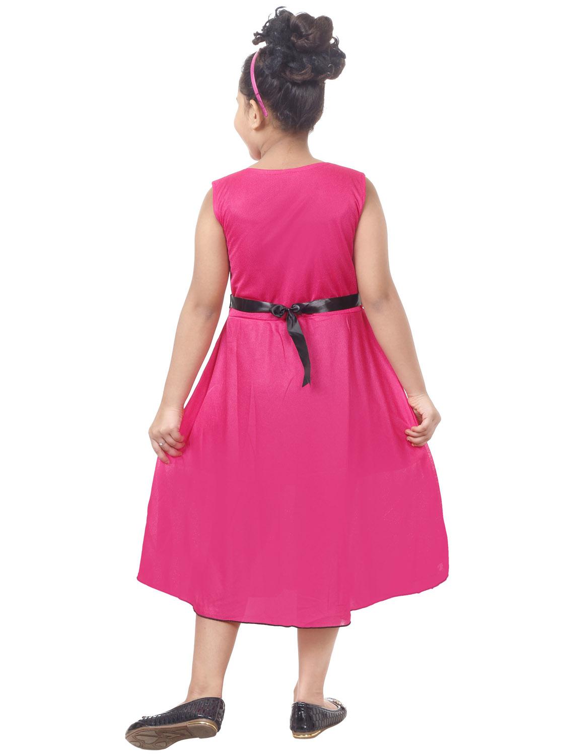 kids solid pink detailed frock - 20688830 - Standard Image - 2