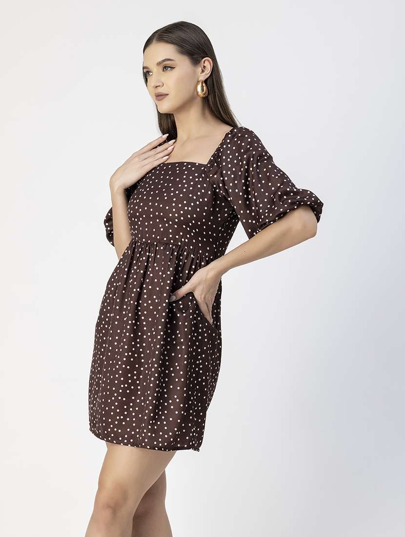 women polka doted puff sleeves dress - 20693962 -  Standard Image - 2