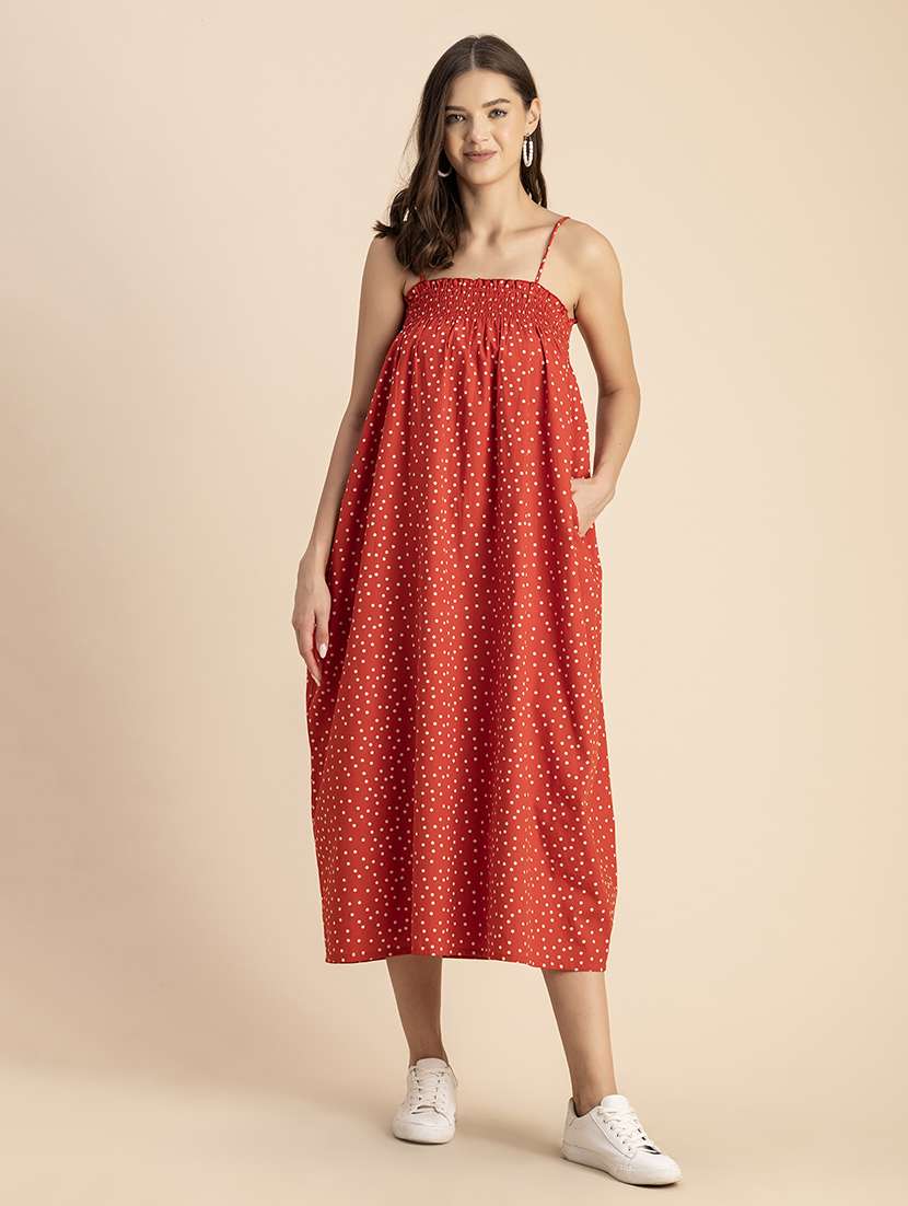 women polka doted shoulder strap dress - 20693969 - Zoom Image - 0