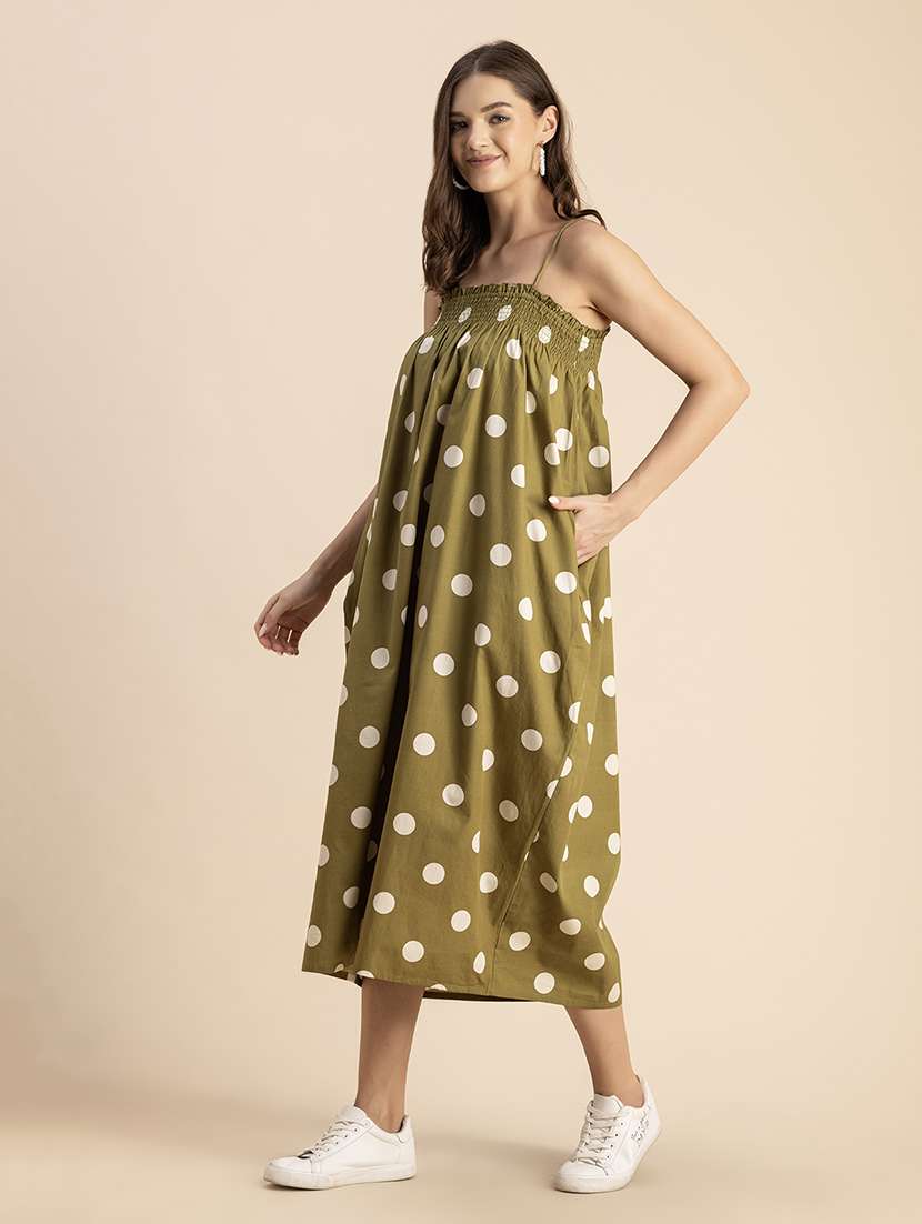 women polka doted shoulder strap dress - 20693972 -  Standard Image - 2