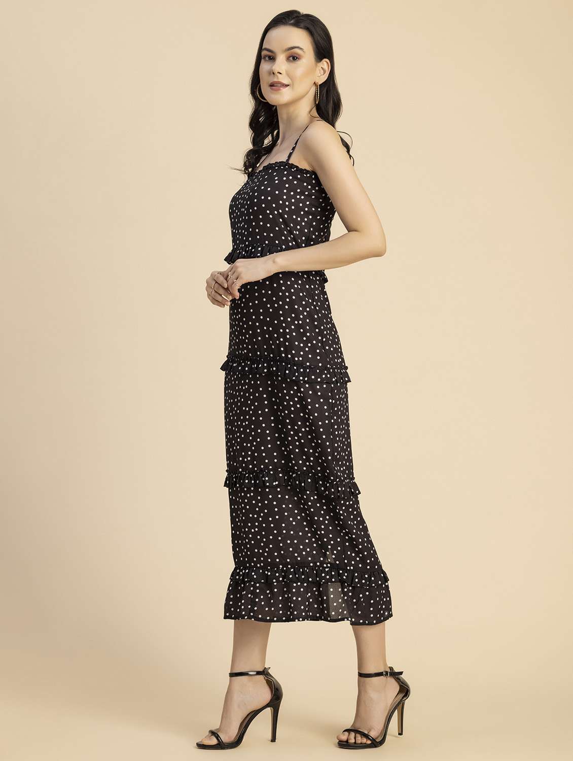 women polka doted sleeveless tiered dress - 20694759 -  Standard Image - 2