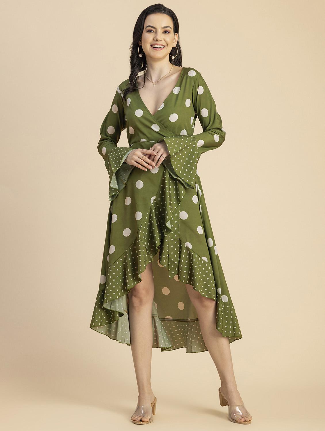 women polka doted wrap dress - 20694764 -  Zoom Image - 0