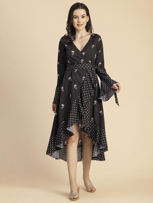 women floral print bell sleeves wrap dress - 20694765 -  Standard Image - 0