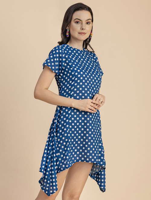 women polka doted asymmetric dress - 20694770 -  Standard Image - 0
