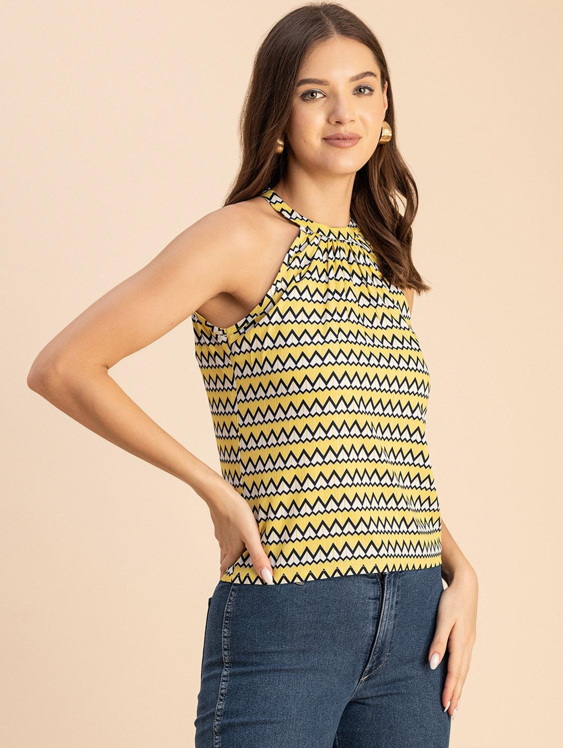 women printed sleeveless halter neck top - 20694888 - Standard Image - 2