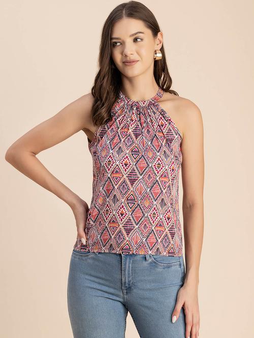 women printed sleeveless halter neck top - 20694892 - Standard Image - 0