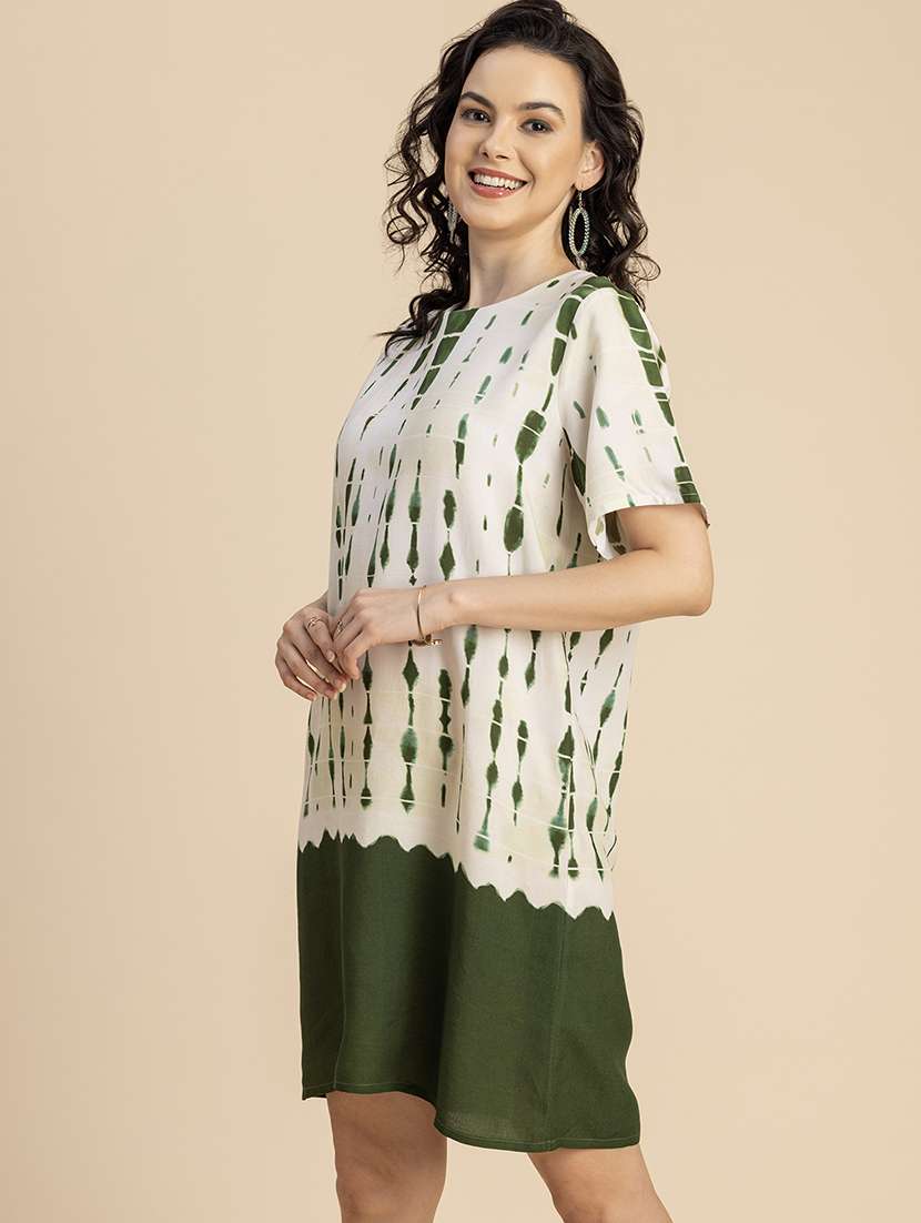 women printed hort sleeves a-line dress - 20695440 -  Standard Image - 2