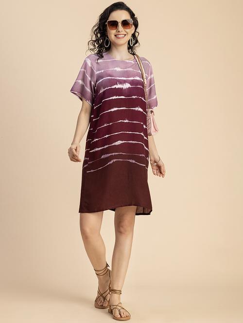 women printed hort sleeves a-line dress - 20695441 - Standard Image - 0