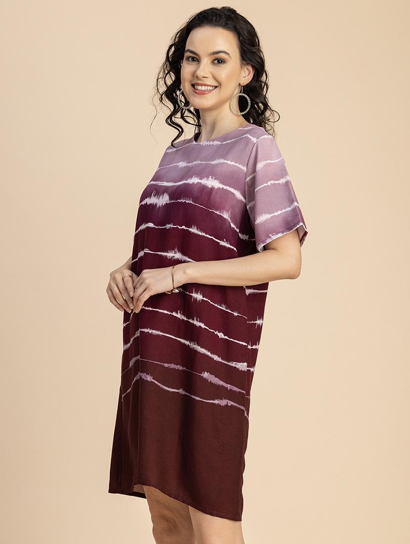 women printed hort sleeves a-line dress - 20695441 - Standard Image - 2
