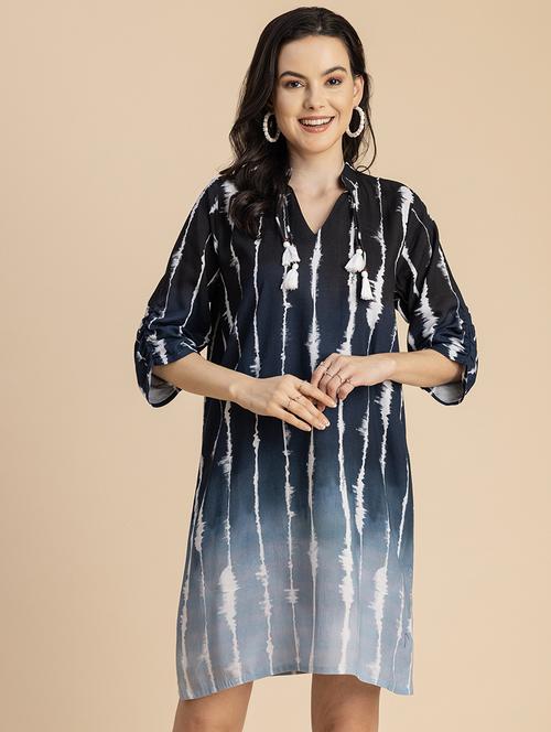 women mandarin neck straight dress - 20696259 - Standard Image - 0