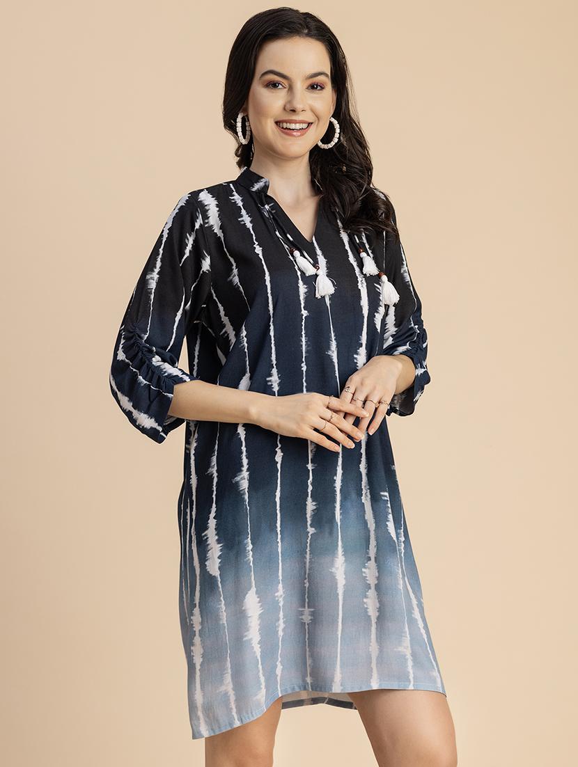 women mandarin neck straight dress - 20696259 - Standard Image - 2