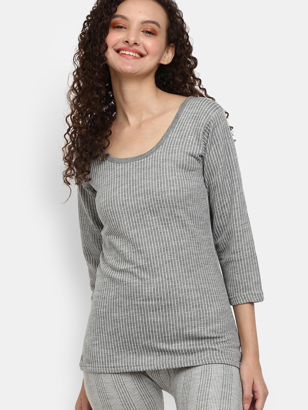 grey melange poly cotton thermals & inner wear - 20699618 - Standard Image - 2