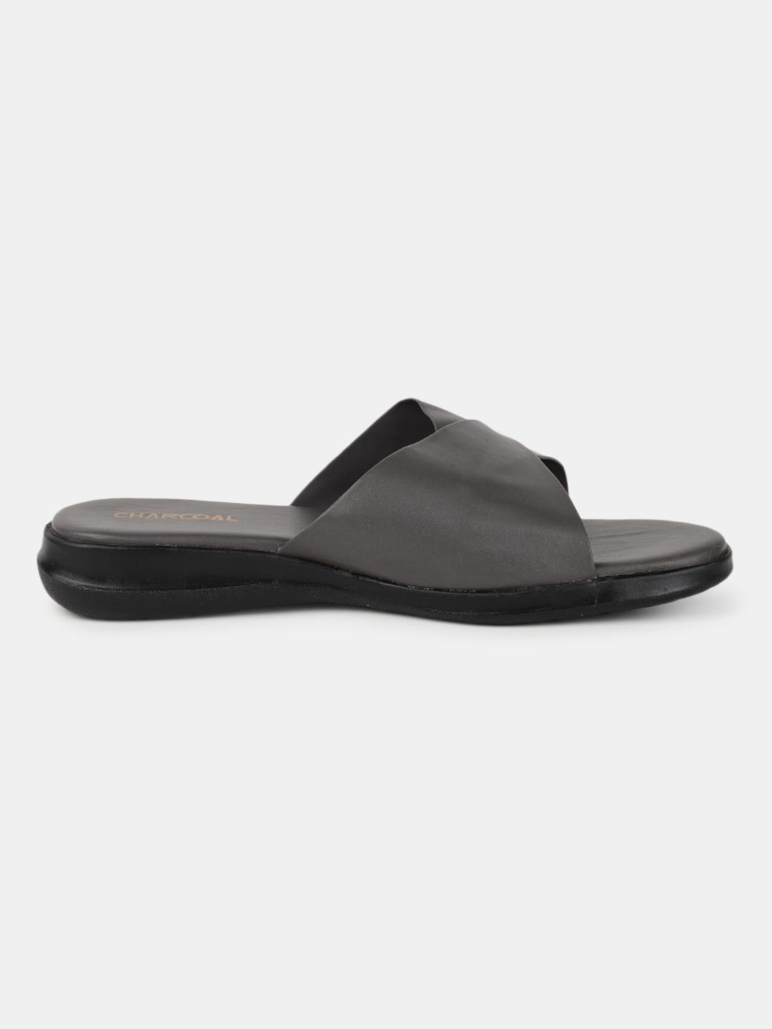 grey pu (polyurethane) flip flops - 20716217 - Standard Image - 2