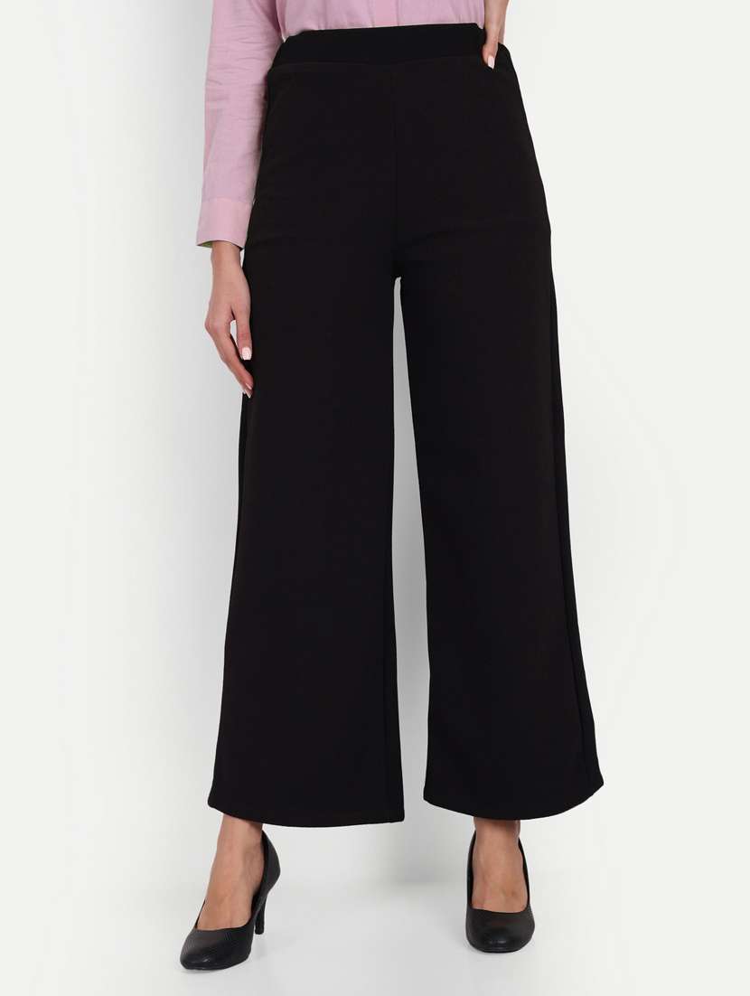 women black solids full length trousers